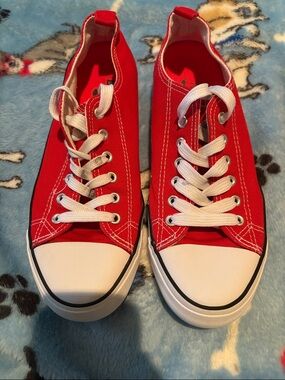 Brooks Red Canvas Low-Top Sneakers with White Details